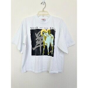 Vintage Q-Tees of California Year of Ox Zodiac Sign Boxy T-Shirt White Men Large
